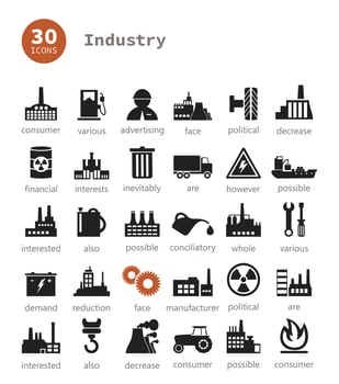 Set of icons on a theme the industry. A vector illustration