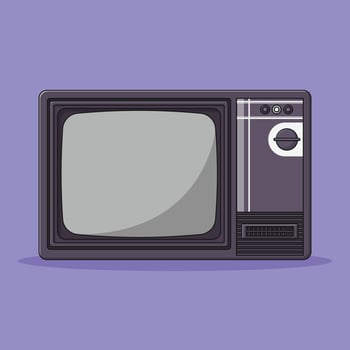 Retro TV Vector Icon Illustration with Outline for Design Element, Clip Art, Web, Landing page, Sticker, Banner. Flat Cartoon Style