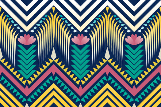 Colorful geometric ethnic seamless pattern design for wallpaper, background, fabric, curtain, carpet, clothing, and wrapping. vector