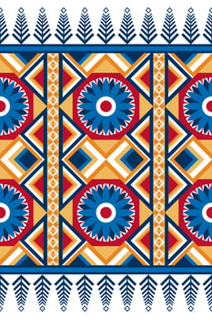 Colorful geometric ethnic seamless pattern design for wallpaper, background, fabric, curtain, carpet, clothing, and wrapping. vector