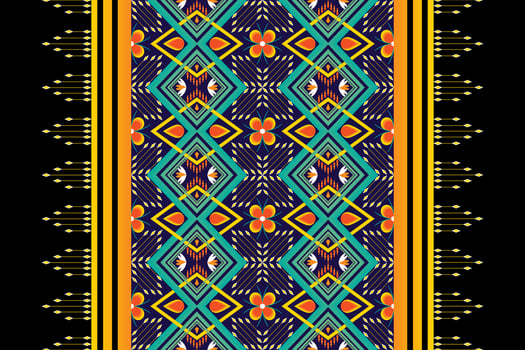 Colorful geometric ethnic seamless pattern design for wallpaper, background, fabric, curtain, carpet, clothing, and wrapping. vector