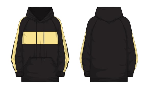 Black hoodie jacket mockup front and back view vector