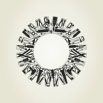 Gear wheel from tools. A vector illustration