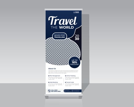 Travel vacation roll up banner design vector