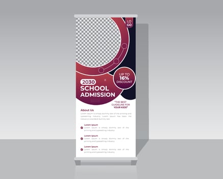 School Admission open roll up banner design template vector