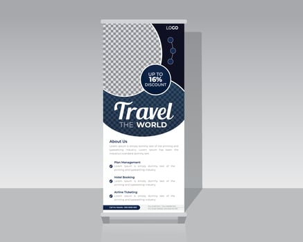 Travel vacation roll up banner design vector