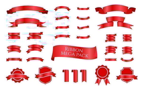 Isolated Ribbons Set Labels Mega Pack Sticker Collection vector