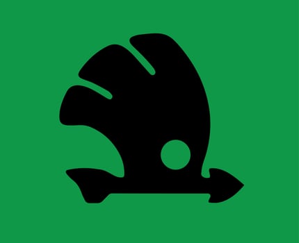 Skoda Symbol Logo Brand Car Black Design Czech Automobile Vector IllustrationWith Green Background