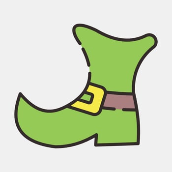 Icon leprechaun shoe. St. Patrick's Day celebration elements. Icons in filled line style. Good for prints, posters, logo, party decoration, greeting card, etc. vector