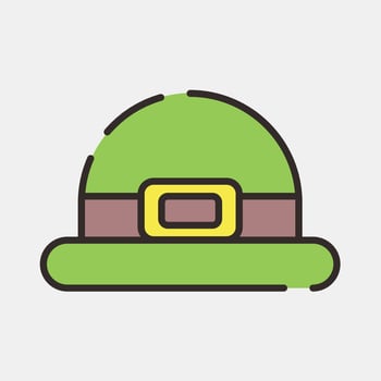 Icon leprechaun hat. St. Patrick's Day celebration elements. Icons in filled line style. Good for prints, posters, logo, party decoration, greeting card, etc. vector