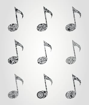 Set of icons of musical notes for design vector