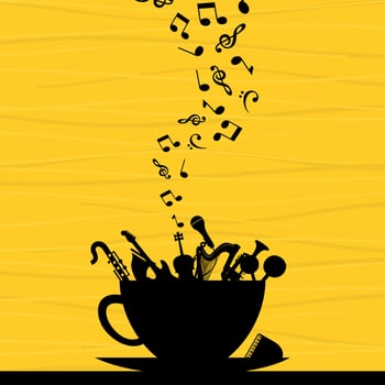 Musical instrument in a cup. A vector illustration