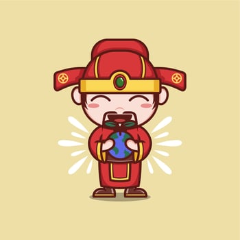 cute cartoon caishen god vector