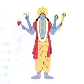 indian god lord vishnu. ethnic deity of Hinduism mythology. vector illustration design