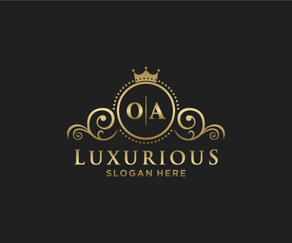 Initial OA Letter Royal Luxury Logo template in vector art for Restaurant, Royalty, Boutique, Cafe, Hotel, Heraldic, Jewelry, Fashion and other vector illustration.