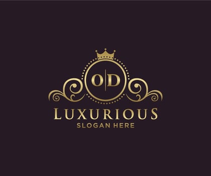 Initial OD Letter Royal Luxury Logo template in vector art for Restaurant, Royalty, Boutique, Cafe, Hotel, Heraldic, Jewelry, Fashion and other vector illustration.