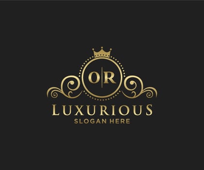 Initial OR Letter Royal Luxury Logo template in vector art for Restaurant, Royalty, Boutique, Cafe, Hotel, Heraldic, Jewelry, Fashion and other vector illustration.