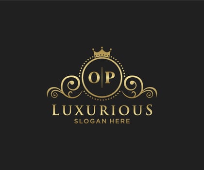 Initial OP Letter Royal Luxury Logo template in vector art for Restaurant, Royalty, Boutique, Cafe, Hotel, Heraldic, Jewelry, Fashion and other vector illustration.