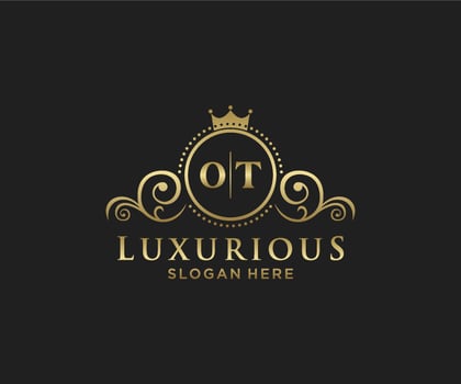 Initial OT Letter Royal Luxury Logo template in vector art for Restaurant, Royalty, Boutique, Cafe, Hotel, Heraldic, Jewelry, Fashion and other vector illustration.