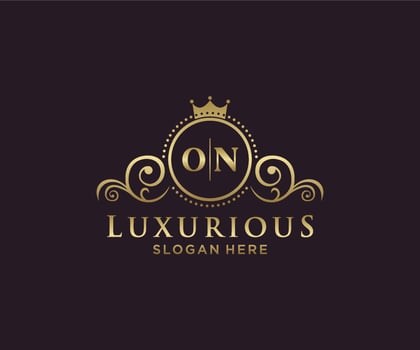 Initial ON Letter Royal Luxury Logo template in vector art for Restaurant, Royalty, Boutique, Cafe, Hotel, Heraldic, Jewelry, Fashion and other vector illustration.