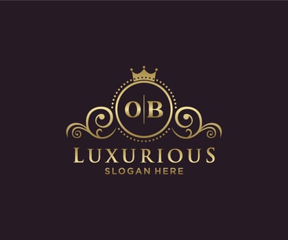 Initial OB Letter Royal Luxury Logo template in vector art for Restaurant, Royalty, Boutique, Cafe, Hotel, Heraldic, Jewelry, Fashion and other vector illustration.
