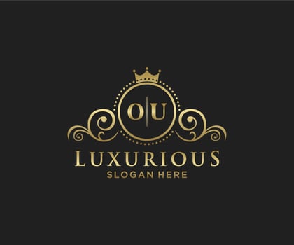 Initial OU Letter Royal Luxury Logo template in vector art for Restaurant, Royalty, Boutique, Cafe, Hotel, Heraldic, Jewelry, Fashion and other vector illustration.