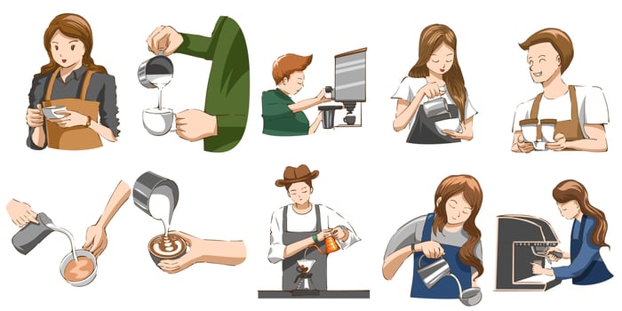 Barista vector set collection graphic clipart design