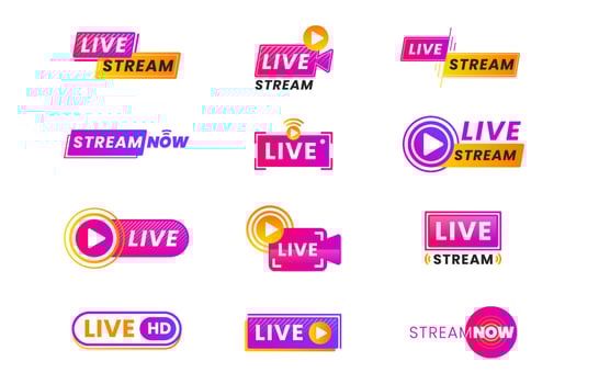 Cool Gradient Live Streaming Labels vector
