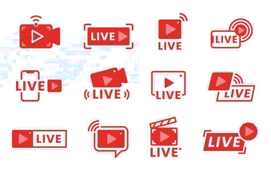 Simple Red Live Streaming Labels vector