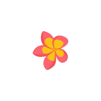 A pink and yellow flower with a white background. vector