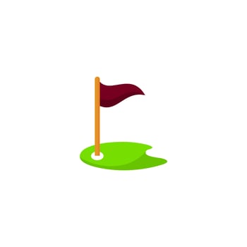 A golf course with a red flag on it vector