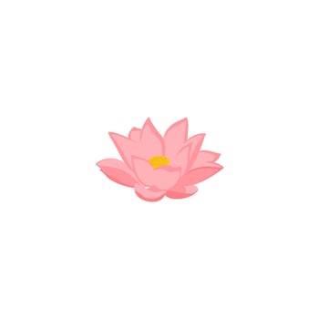 A pink lotus flower is shown on a white background. vector