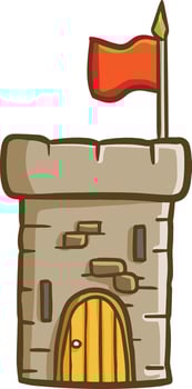 Cool and vintage fortress with red flag vector