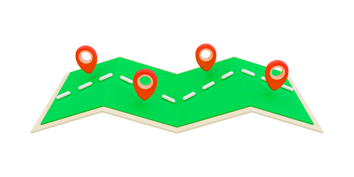 3d cartoon products delivery. Parcels transportation. Goods distribution. Position mark for merchandise logistic process. A map with a location icon. 3d rendering illustration. png
