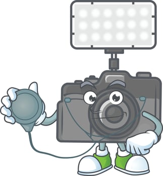 Photo Camera With Lighting icon design vector