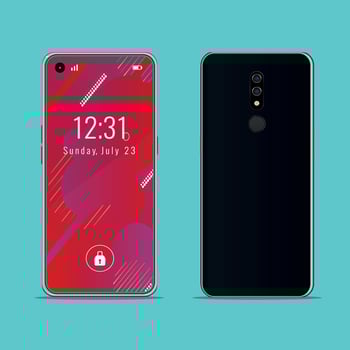 Realistic smartphone  front and back side wallpaper vector mockup