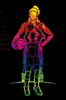 Abstract Group of Basketball Female Players Action vector
