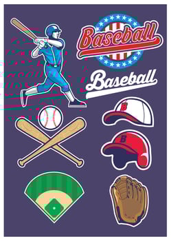 baseball set object collection vector