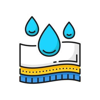 Waterproof fabric, water resistant surface icon vector