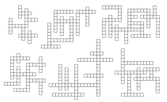 Crossword puzzle grid, word search quiz template vector