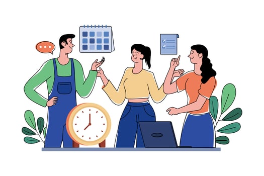 Teamwork Of People With Schedules And Tasks vector
