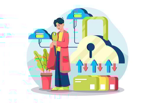 Cloud data protection Illustration concept on white background vector