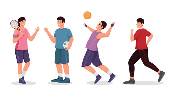 set of people playing sports vector illustration