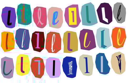 Alphabet l- vector cut newspaper and magazine letters, paper style ransom note letter