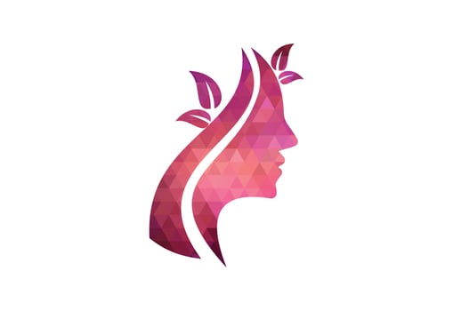 Low Poly and Beauty parlour, Skincare, Salon, Spa, Dermatology Clinic Flower logo design, Vector design concept