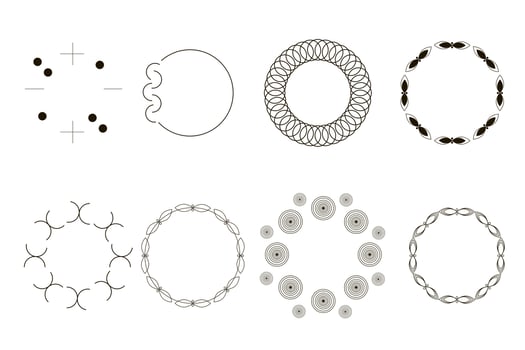 Set of round linear monograms vector