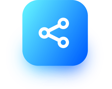 Share icons in square gradient colors. sharing link signs illustration. png