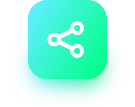 Share icons in square gradient colors. sharing link signs illustration. png