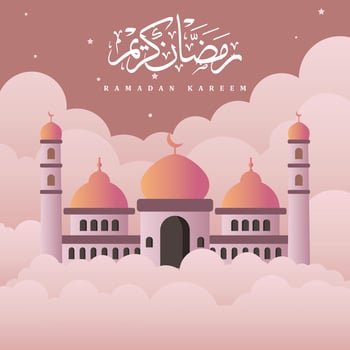 ramadan kareem illustration with calligraphy. premium vector background, banner, greeting card etc.