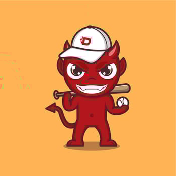 cute cartoon devil playing baseball vector